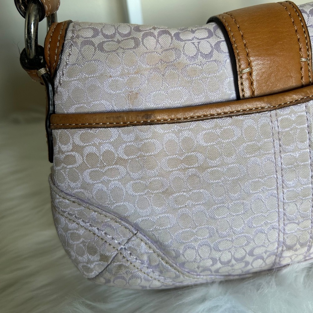Coach Soho F12308 Lilac Signature Canvas Leather Shoulder Bag Fair - Picture 4 of 12